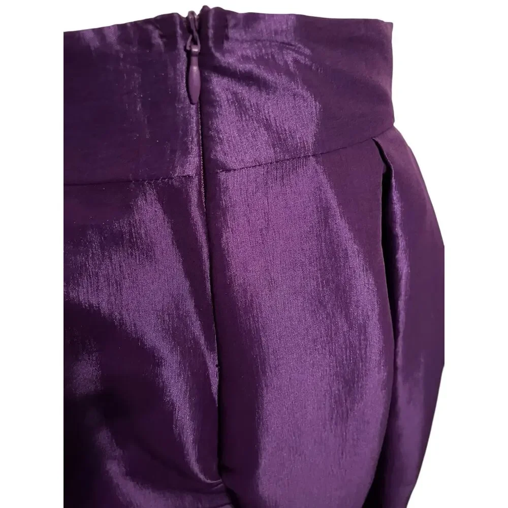Sexy Diva Deep Purple Box Pleat Midi Skirt 1X – Silk Shantung‎ Look